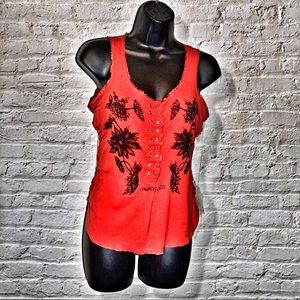 Size XS/P Parasuco red top beaded floral details